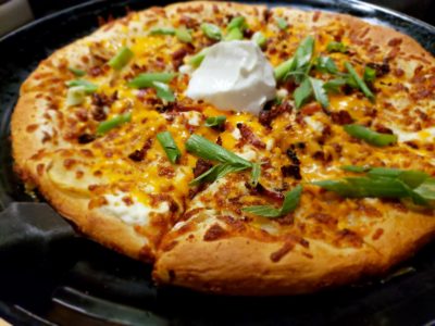 Spicy Perogy Pizza at Boston Pizza.