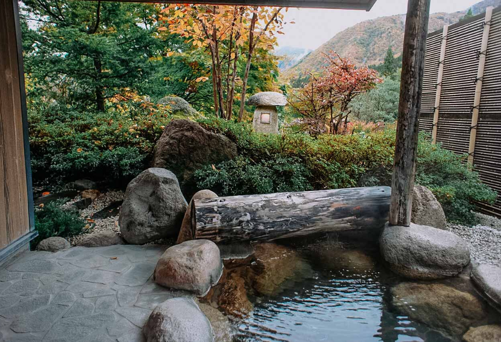 Outdoor onsen, hot springs in Japan