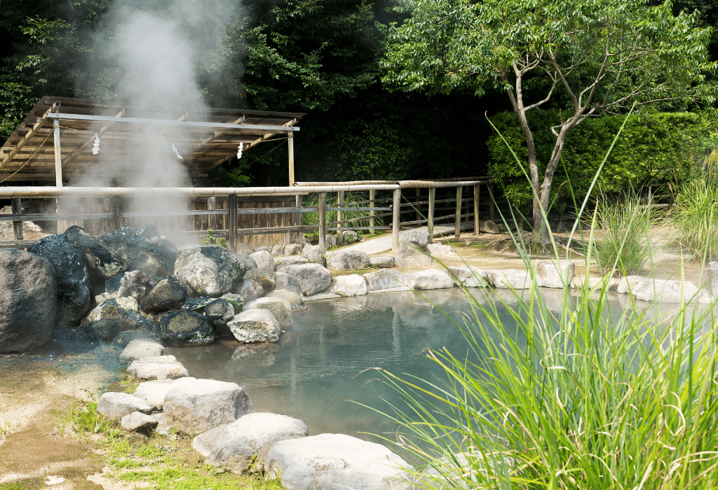 Outdoor onsen, hot springs, in Japan
