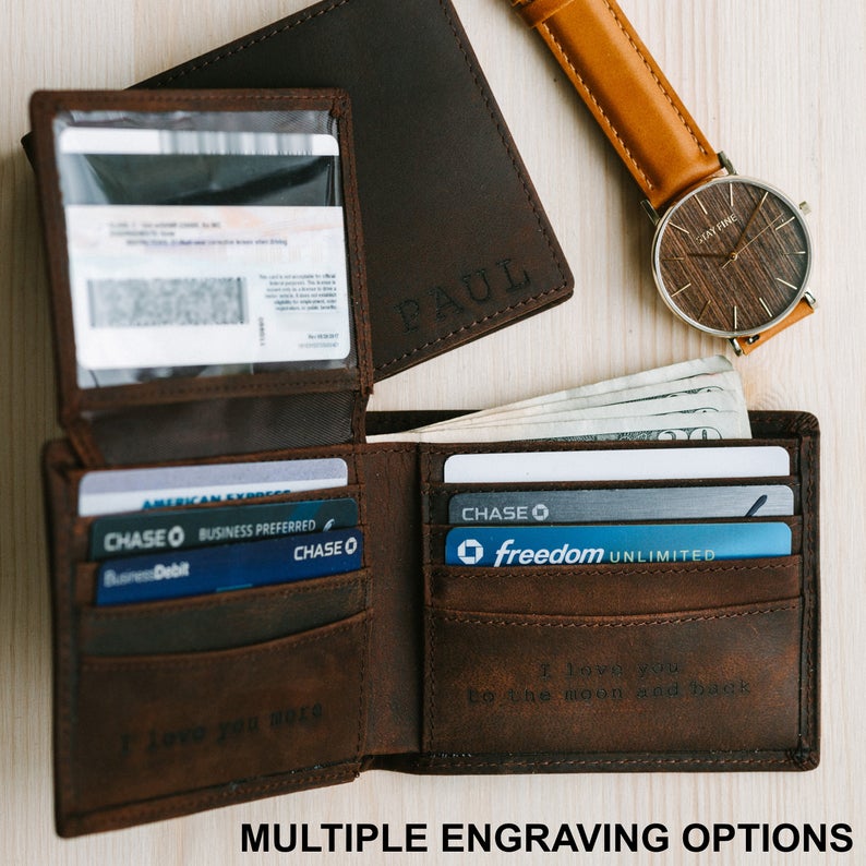 Valentine's Gift Idea for Him Custom Engravable Wallet