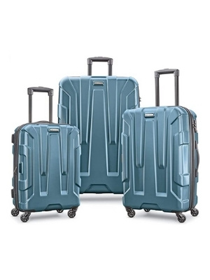blue travel luggage set