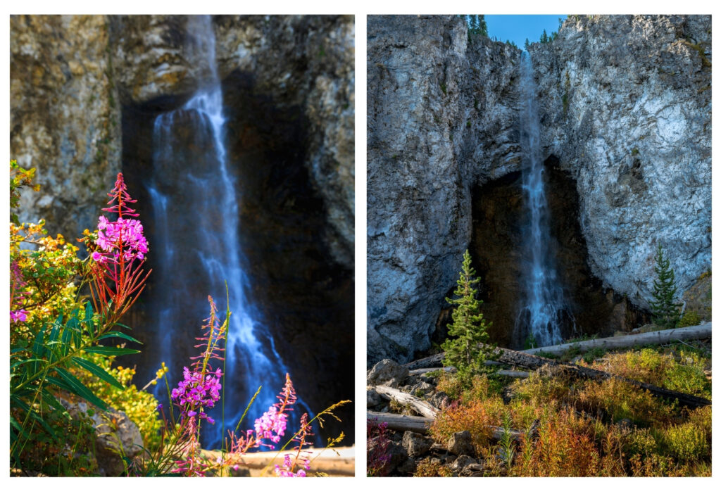 Fairy Falls is an easy hike to take in Yellowstone National Park that takes you to a gorgeous tall waterfall.