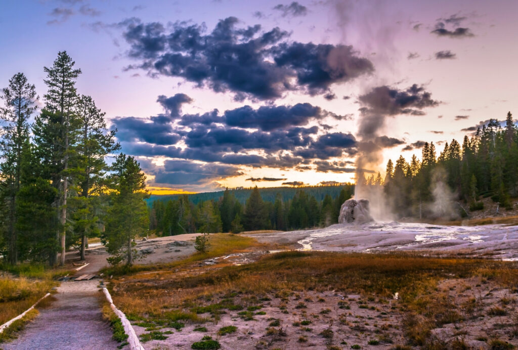 Lone Star Geyser is an easy, flat hike in Yellowstone National Park.