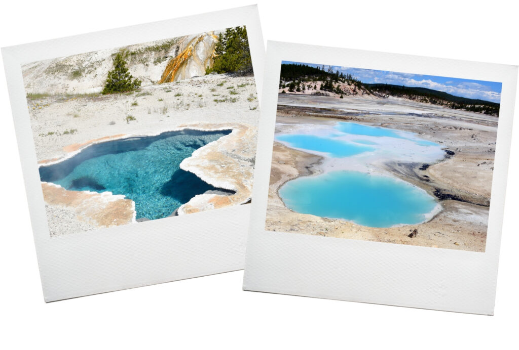 Two thermal pools, springs in Yellowstone's Upper Geyser Basin