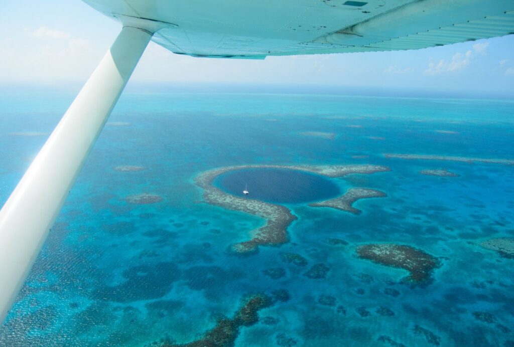 Great Blue Hole aerial plane tour Belize