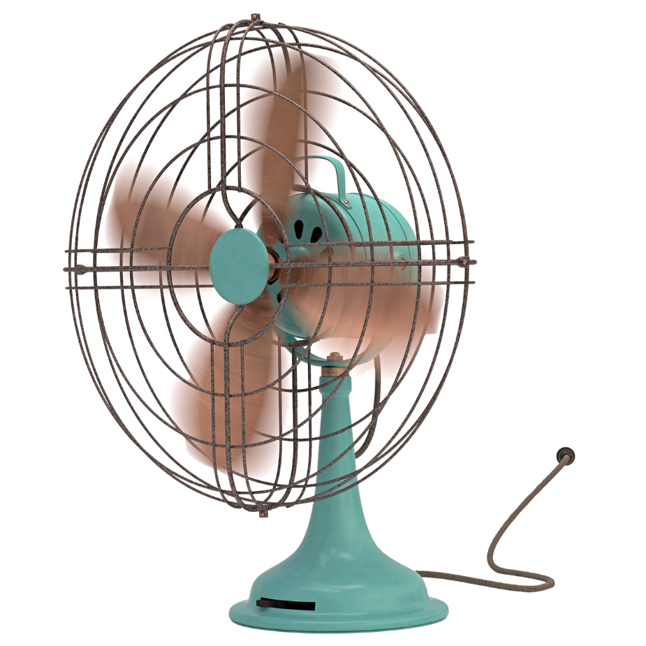 vintage teal electric fan